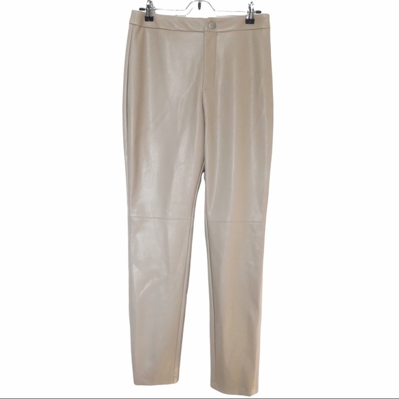 NWT ANTHROPOLOGIE AVEC LES FILLES BEIGE FAUX LEATHER HIGH RISE SKINNY PANTS - S - Picture 1 of 14